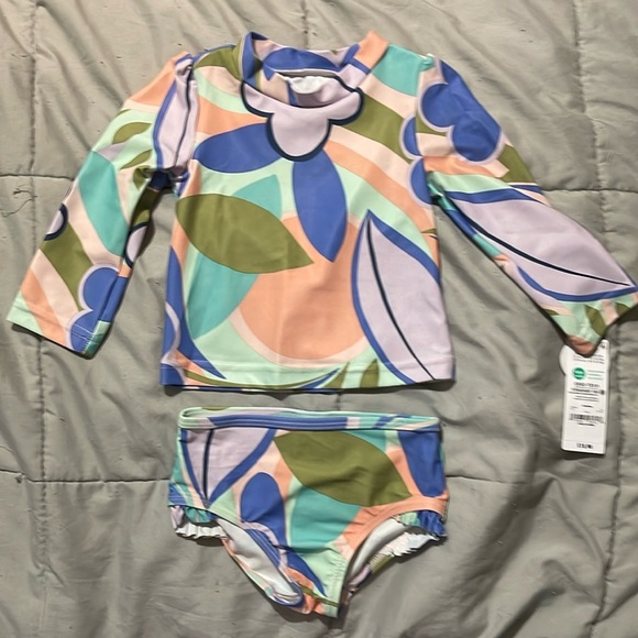 Toddler Girl Rashguard and Swim Bottoms Set - Picture 1 of 2